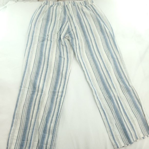 The Lady & The Sailor Womens Blue Striped Elastic Waist Wide Leg Pants Size 3 - Picture 3 of 13
